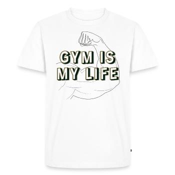 GYM IS MY LIFE - Men's Premium Organic T-Shirt - white - Front - Nico (187cm)