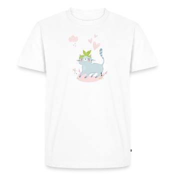 J’écris des histoires pour enfants cat clouds citation - T-shirt Premium bio Homme - blanc - Devant - Nico (187cm)
