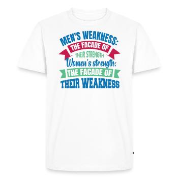 La faiblesse des hommes : la façade de leur force - T-shirt Premium bio Homme - blanc - Devant - Nico (187cm)
