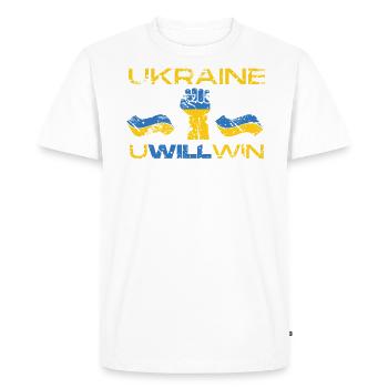 Ukraine Uwillwin Ukrainian flag symbol Victory - Men's Premium Organic T-Shirt - white - Front - Nico (187cm)