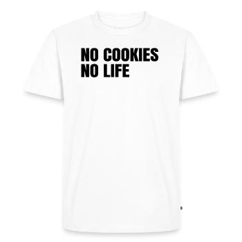 Pas de cookies Pas de devis de vie Collations traitées - T-shirt Premium bio Homme - blanc - Devant - Nico (187cm)