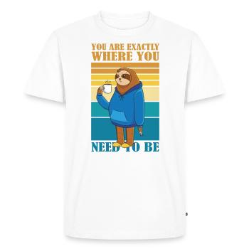 Vous êtes exactement là où vous serez café paresseux - T-shirt Premium bio Homme - blanc - Devant - Nico (187cm)