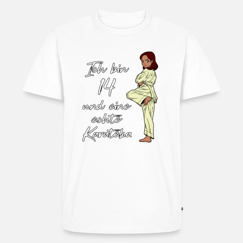 Ich bin 14 - Mädchen Karate - Männer Premium Bio T-Shirt - Weiß