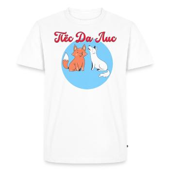Rire russe du renard et du chien - T-shirt Premium bio Homme - blanc - Devant - Nico (187cm)