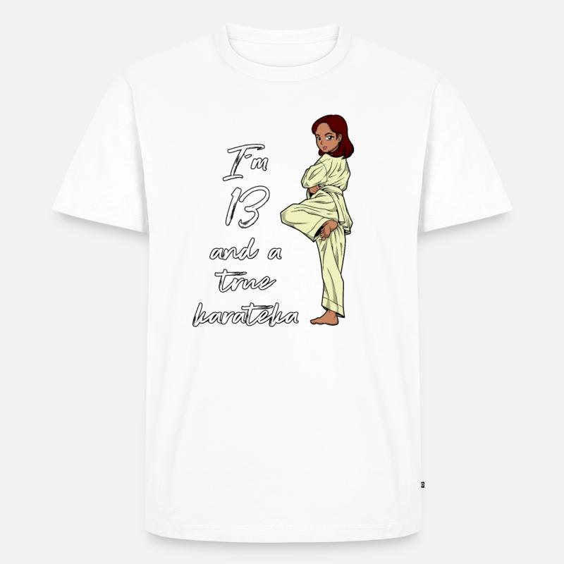 Ich bin 13 - Mädchen Karate - Männer Premium Bio T-Shirt - Weiß