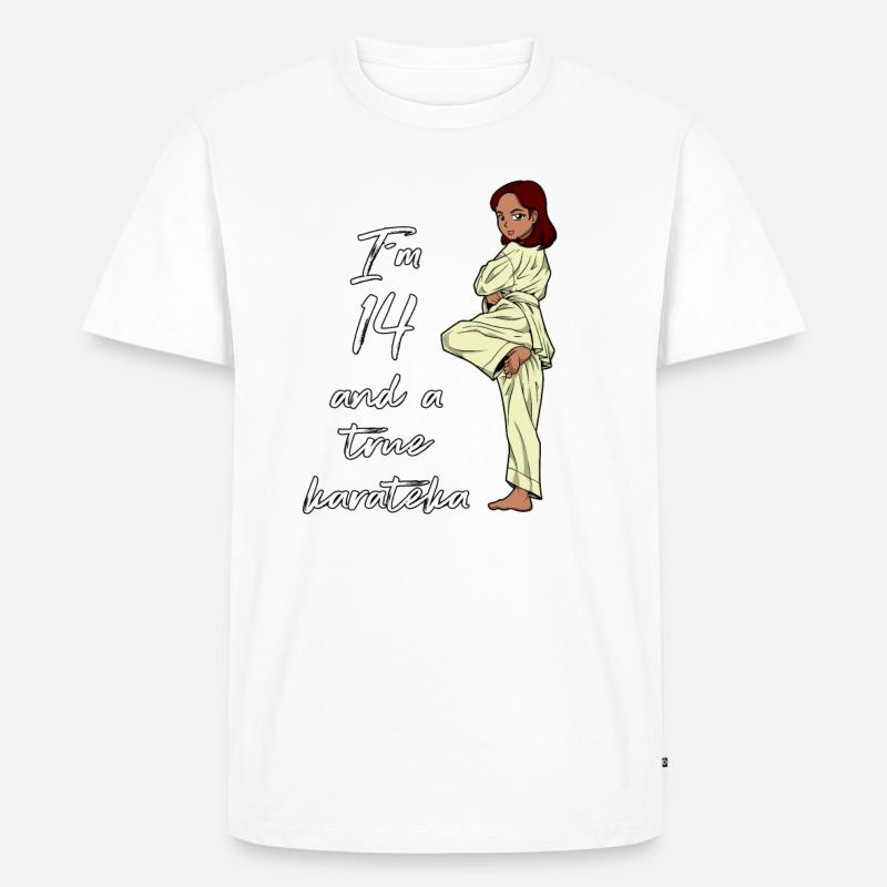 Ich bin 14 - Mädchen Karate - Männer Premium Bio T-Shirt - Weiß