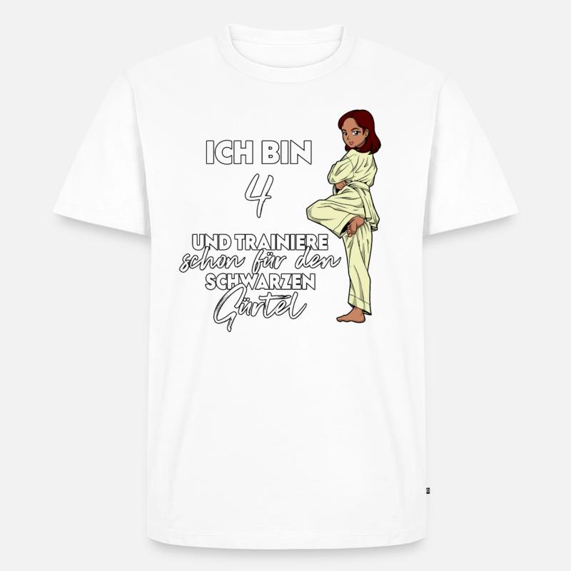 Ich bin 4 - Mädchen Karate - Männer Premium Bio T-Shirt - Weiß