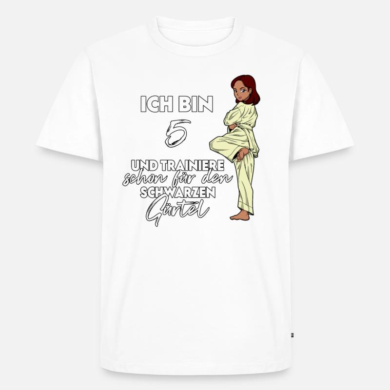 Ich bin 5 - Mädchen Karate - Männer Premium Bio T-Shirt - Weiß