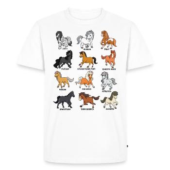 Cartoon Kawaii Horses - Horse Motif - Men's Premium Organic T-Shirt - white - Front - Nico (187cm)
