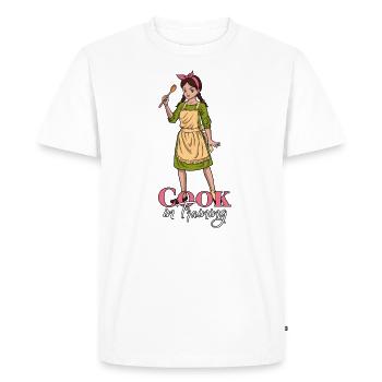 Fille cuisinière en formation - T-shirt Premium bio Homme - blanc - Devant - Nico (187cm)