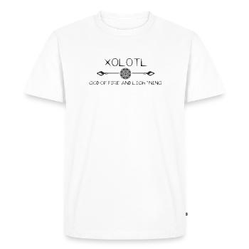 Dieu Aztèque du Feu - Xolotl - T-shirt Premium bio Homme - blanc - Devant - Nico (187cm)