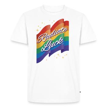 Rayonner la positivité Nuages nains arc-en-ciel - T-shirt Premium bio Homme - blanc - Devant - Nico (187cm)