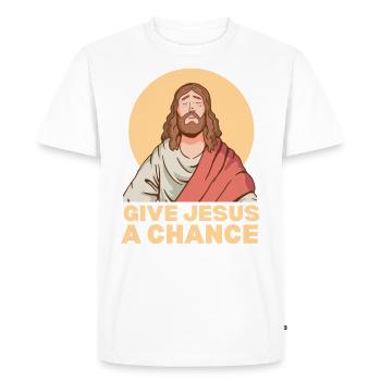 Give Jesus a random faith Bible quote - Men's Premium Organic T-Shirt - white - Front - Nico (187cm)