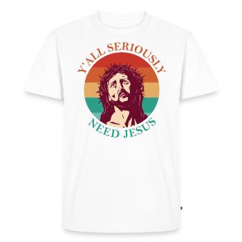 You seriously need Jesus' holy icon of - Men's Premium Organic T-Shirt - white - Front - Nico (187cm)