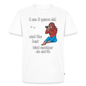 J’ai 3 ans - Observation des oiseaux des filles - T-shirt Premium bio Homme - blanc - Devant - Nico (187cm)