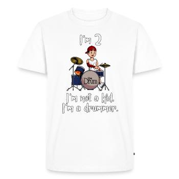 I’m 2 - Jeune batteur - T-shirt Premium bio Homme - blanc - Devant - Nico (187cm)