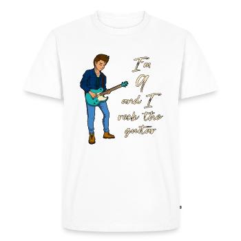I’m 9 - Jeune guitariste - T-shirt Premium bio Homme - blanc - Devant - Nico (187cm)
