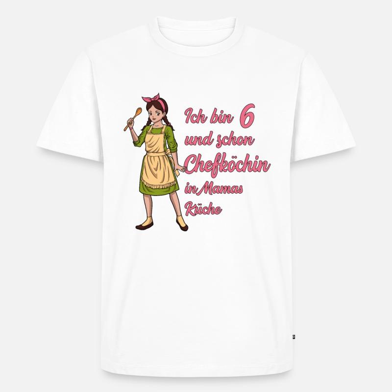 Ich bin 6 - Mädchen Koch - Männer Premium Bio T-Shirt - Weiß