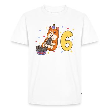 Avec hamster - anniversaire des enfants 6 ans - T-shirt Premium bio Homme - blanc - Devant - Nico (187cm)