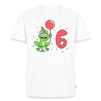 Avec grenouille - anniversaire des enfants 6 ans - T-shirt Premium bio Homme - blanc - Devant - Nico (187cm)