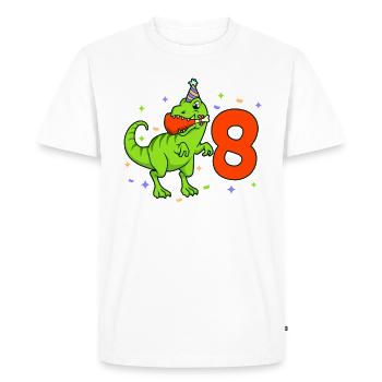 Avec TREX - anniversaire garçon 8 ans - T-shirt Premium bio Homme - blanc - Devant - Nico (187cm)