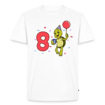 Avec tortue - anniversaire des enfants 8 ans - T-shirt Premium bio Homme - blanc - Devant - Nico (187cm)