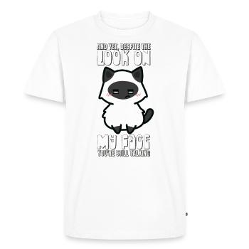 Malgré mon expression faciale, tu parles toujours - T-shirt Premium bio Homme - blanc - Devant - Nico (187cm)