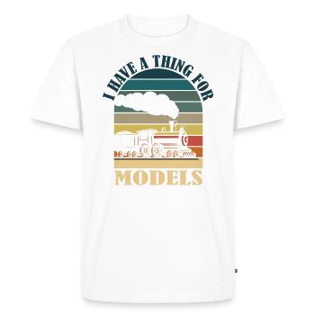 J’ai une chose pour les modèles réduits de locomotive à vapeur - T-shirt Premium bio Homme - blanc - Devant - Nico (187cm)
