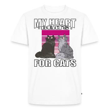 My heart beats for cats pets - Men's Premium Organic T-Shirt - white - Front - Nico (187cm)
