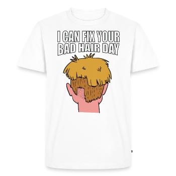 I can fix your bad hair day - Men's Premium Organic T-Shirt - white - Front - Nico (187cm)