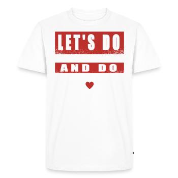 Let's do what we love and do a lot of it - Men's Premium Organic T-Shirt - white - Front - Nico (187cm)