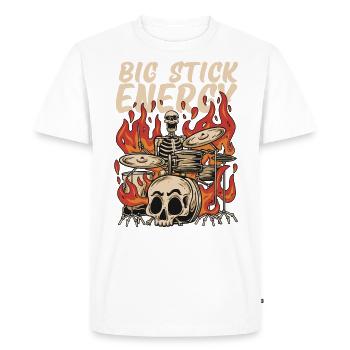 Big Stick Energy Skeleton Drum Kit Skull Fire - T-shirt Premium bio Homme - blanc - Devant - Nico (187cm)