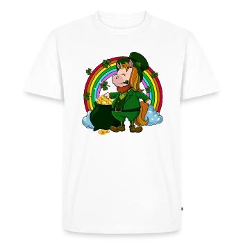 Unicorn Leprechaun - St Patrick's Unicorn - Men's Premium Organic T-Shirt - white - Front - Nico (187cm)