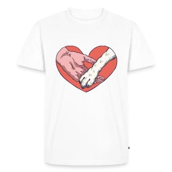 LES DEUX MONDES Pattes de chien Cœur Éduquer - T-shirt Premium bio Homme - blanc - Devant - Nico (187cm)
