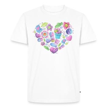 Knitting Heart Crochet Accessories Cute - Men's Premium Organic T-Shirt - white - Front - Nico (187cm)