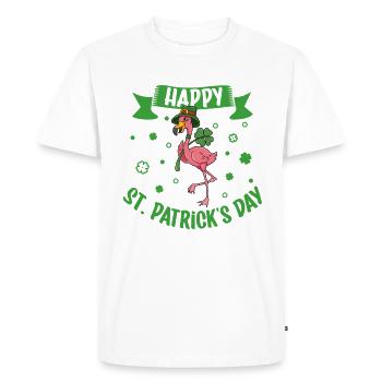 St Patrick's Flamingo - Happy St Patrick's Day - Men's Premium Organic T-Shirt - white - Front - Nico (187cm)