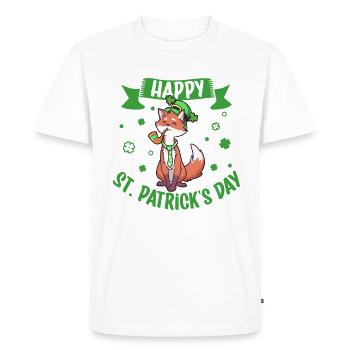 St Patrick's Fox - Happy St Patrick's Day - Men's Premium Organic T-Shirt - white - Front - Nico (187cm)