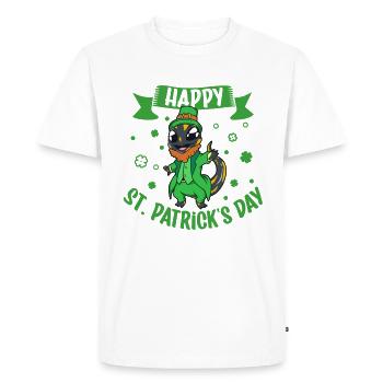 St Patrick's Salamander - Happy St Patrick's Day - Men's Premium Organic T-Shirt - white - Front - Nico (187cm)