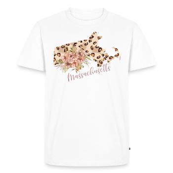Massachusetts Leopard-pattern Map - Men's Premium Organic T-Shirt - white - Front - Nico (187cm)