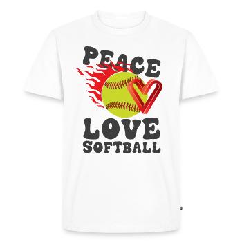Les filles de la paix aiment le softball - T-shirt Premium bio Homme - blanc - Devant - Nico (187cm)
