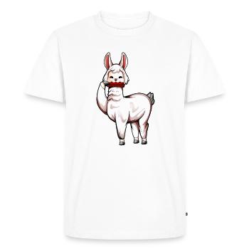 Lama plays harmonica - Men's Premium Organic T-Shirt - white - Front - Nico (187cm)