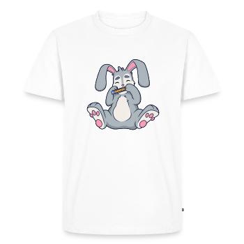Rabbit plays harmonica - Men's Premium Organic T-Shirt - white - Front - Nico (187cm)