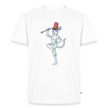 Chat comique virevoltant - T-shirt Premium bio Homme - blanc - Devant - Nico (187cm)