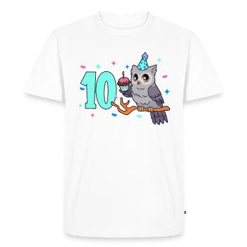 Avec hibou - anniversaire des enfants 10 ans - T-shirt Premium bio Homme - blanc - Devant - Nico (187cm)