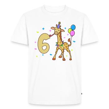 Avec Girafe - Anniversaire des enfants 6 ans - T-shirt Premium bio Homme - blanc - Devant - Nico (187cm)