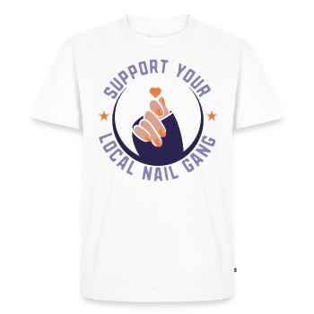 Soutenez votre Nail Gang Nail Tech local - T-shirt Premium bio Homme - blanc - Devant - Nico (187cm)