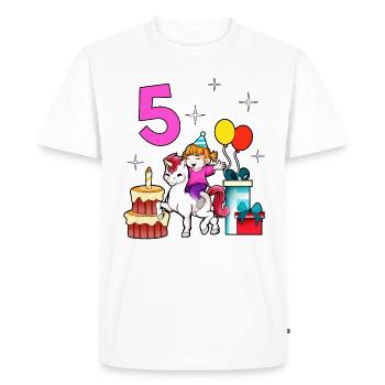 With Unicorn - Girl's Birthday 5 Years - Men's Premium Organic T-Shirt - white - Front - Nico (187cm)