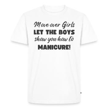 Place là, les filles - prothésistes ongulaires - T-shirt Premium bio Homme - blanc - Devant - Nico (187cm)