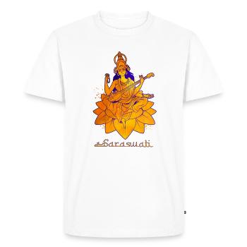 Dieu hindou - Saraswati - T-shirt Premium bio Homme - blanc - Devant - Nico (187cm)