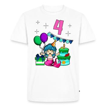 With Mermaid - Girl Birthday 4 Years - Men's Premium Organic T-Shirt - white - Front - Nico (187cm)